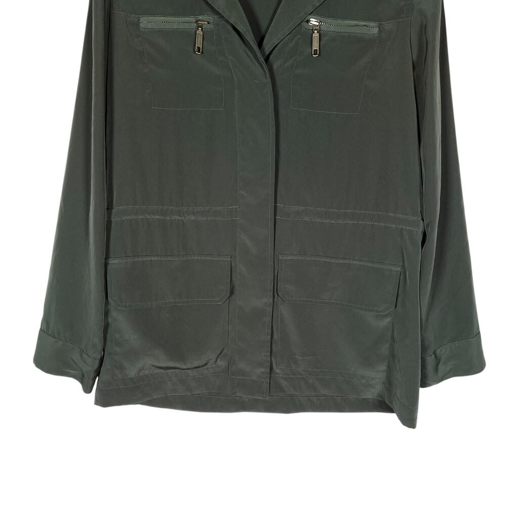 Chicos Utility Jacket 0 Small Green Button Front Coastal Military Chic Casual - Picture 5 of 16